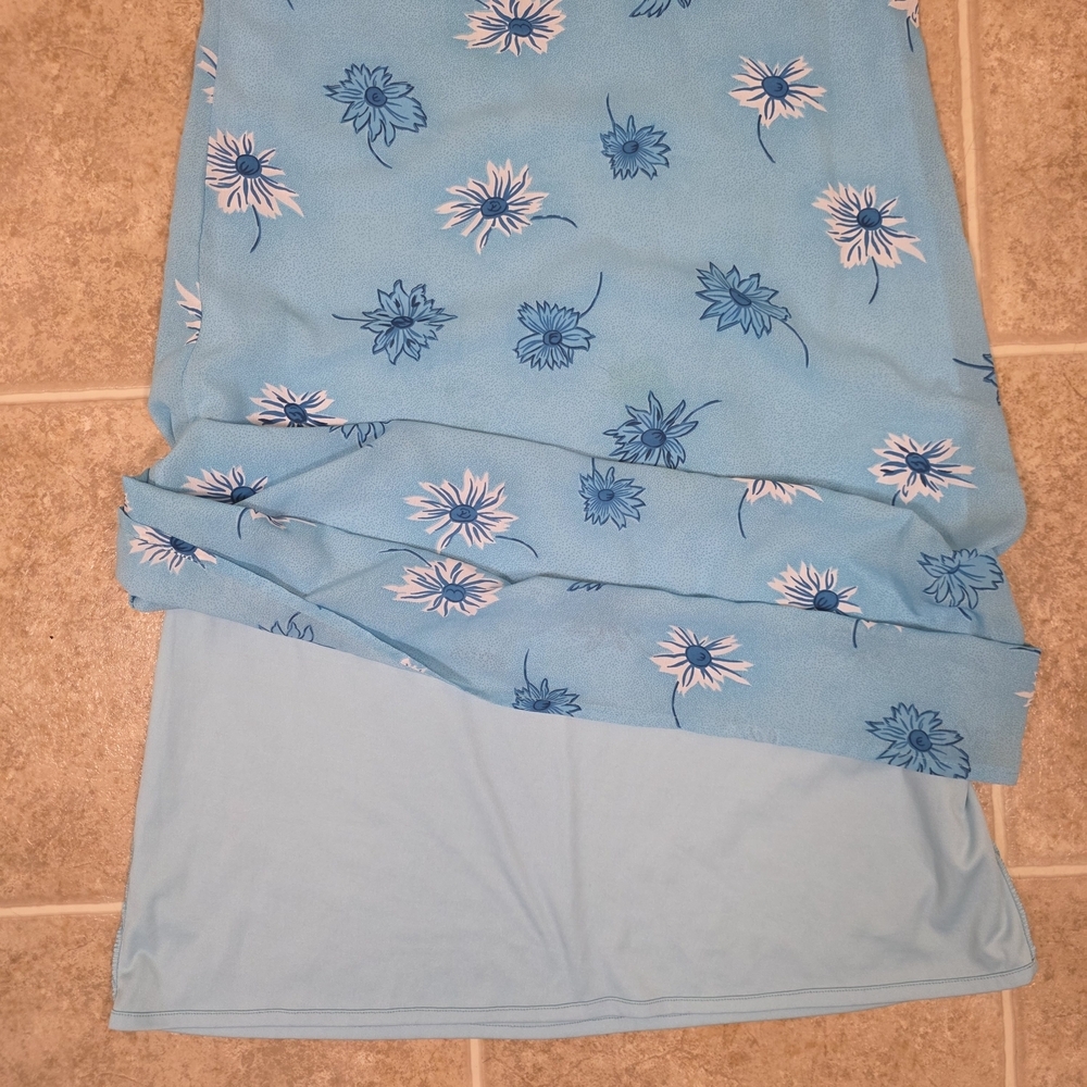 Mix Nouveau Blue Floral Maxi Dress Petite 4P Sleeveless Lined Summer Dress - Picture 10 of 10